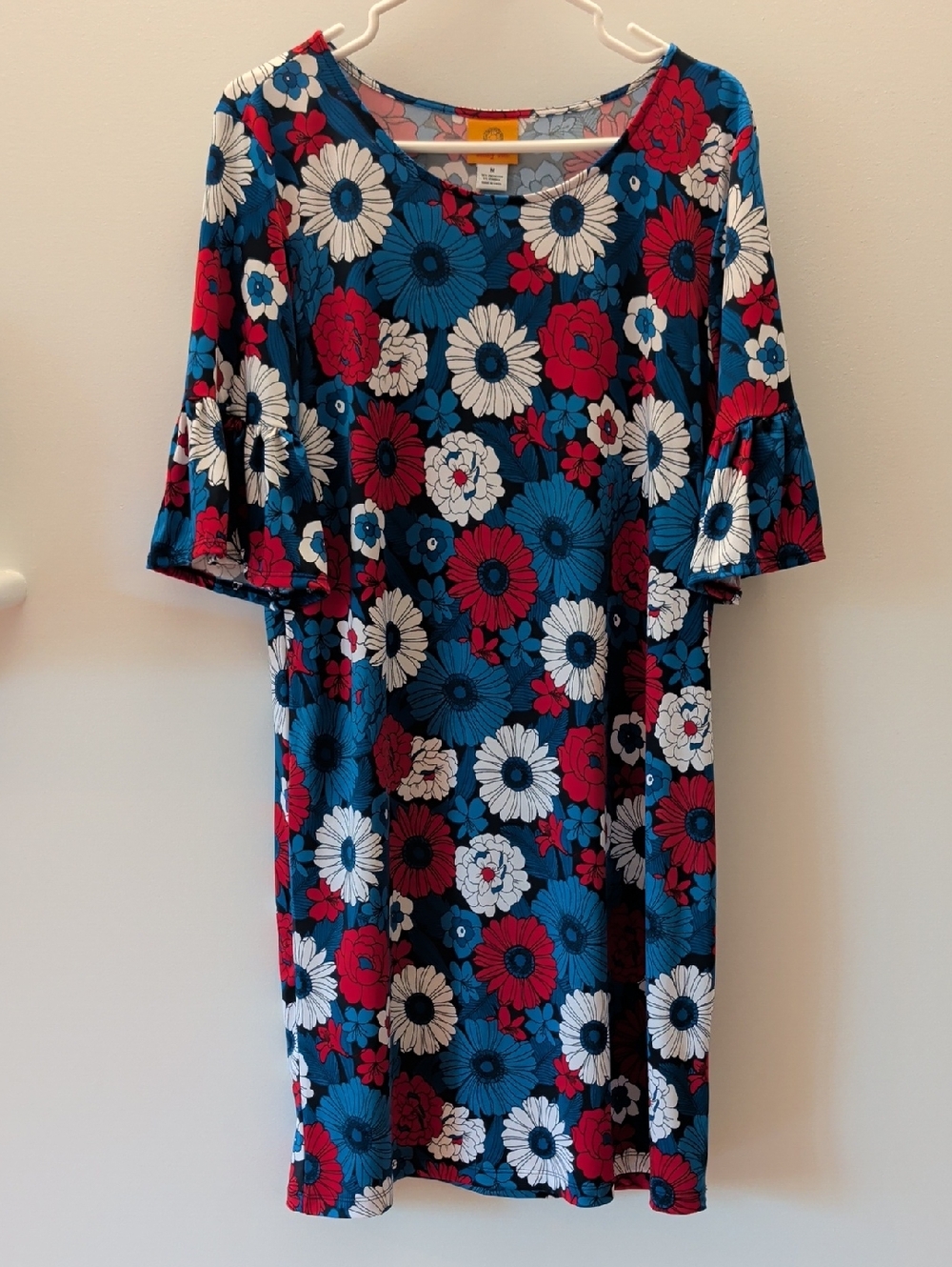 Ruby Rd. Navy Floral Dress with Red & White Blooms